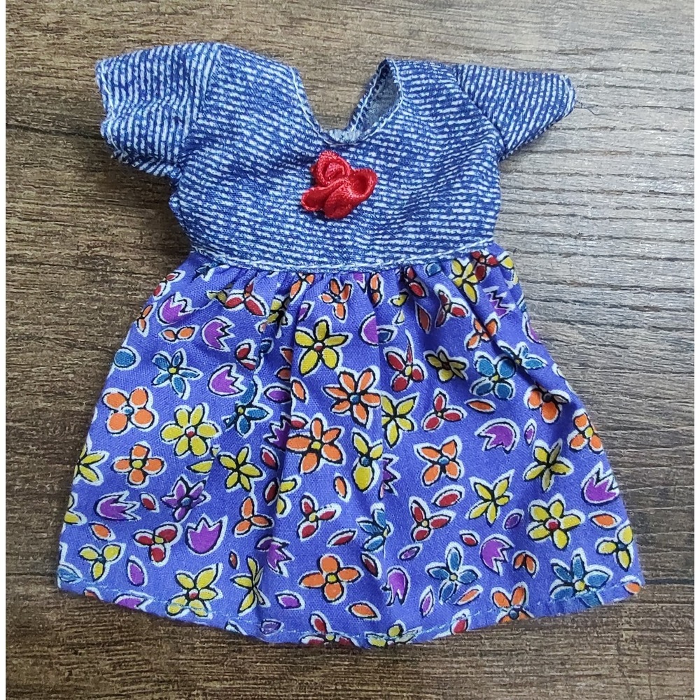 Genuine Barbie Skipper Teen Time Dress Only Blue Flower Print Orange Yellow Z21